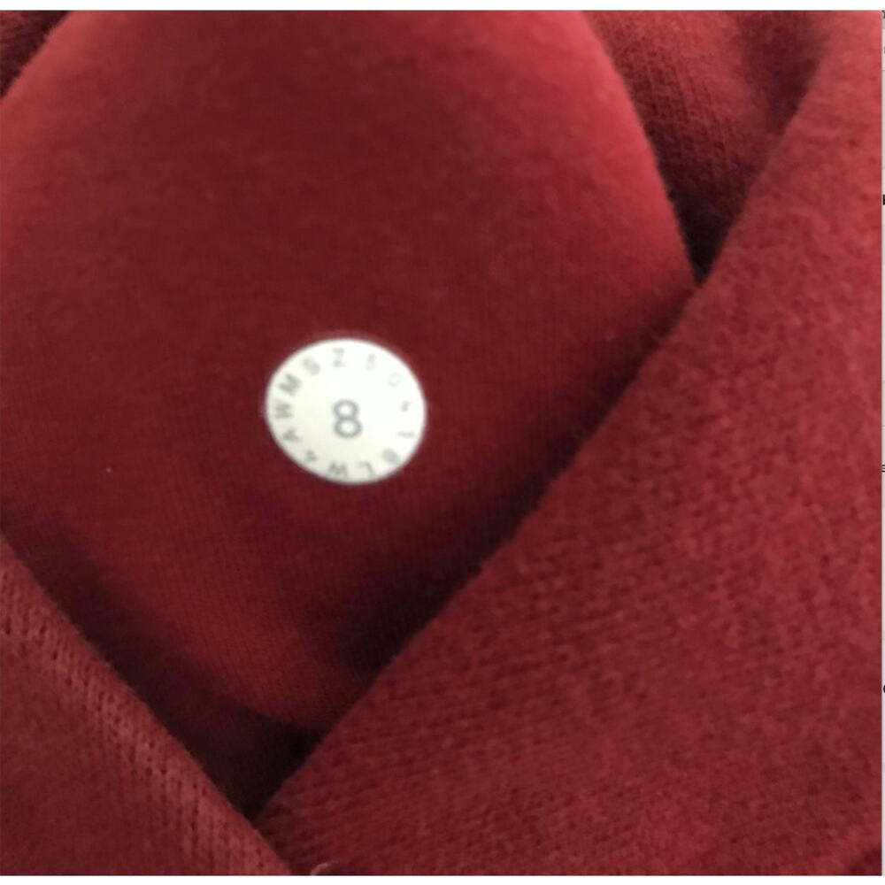 LULULEMON Scuba Hoodie Light Cotton Fleece Sz 8 Red Everyday Travel Comfort - Picture 9 of 12